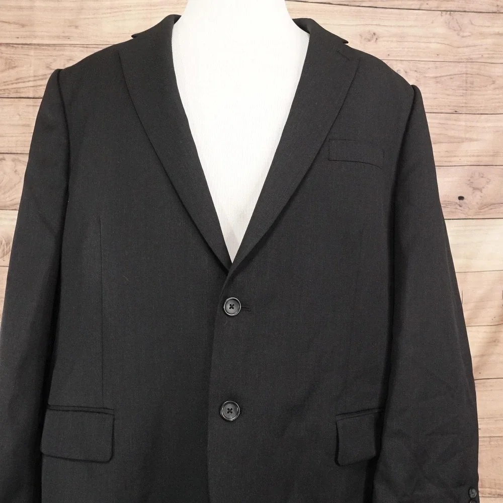 Pronto Uomo Suit Jacket Mens 50R Charcoal Wool Platinum Executive Fit 2 Button